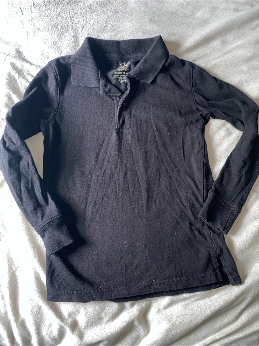 Faded Glory Black Long-Sleeve Kids Polo